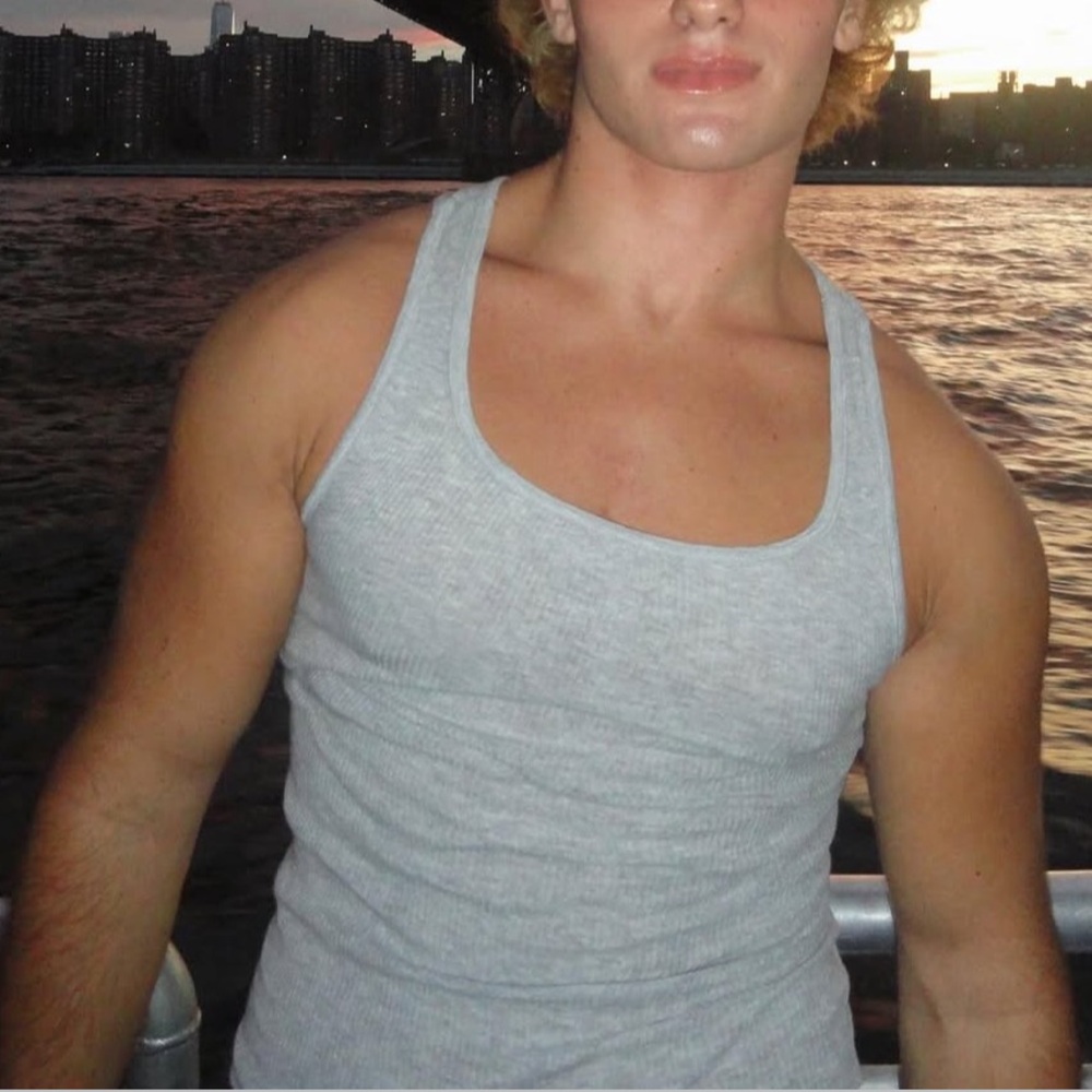 Perry Ellis MEN WIFE BEATER TANK TOP Light Gray Sleeveless Top SHIRT BODYBUILDER